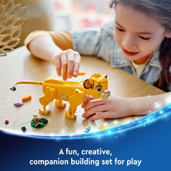 LEGO Builder app helps rotate Simba in 3D and track progress.