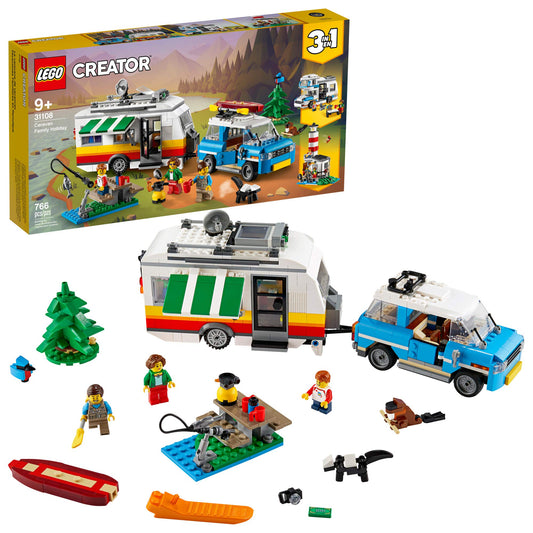 LEGO Creator 3in1 Caravan Family Holiday 31108 front view invites creative road trip play