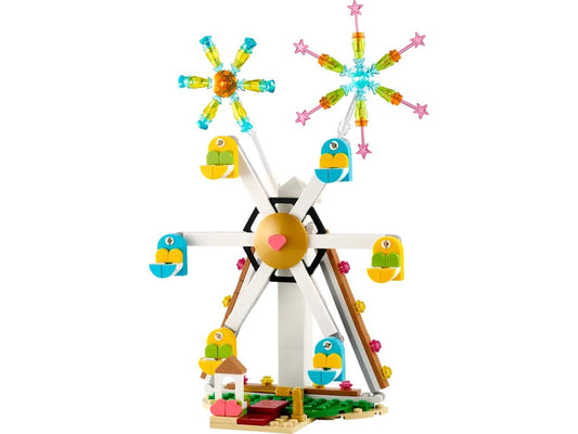 LEGO fireworks display 40758 uses transparent pieces to create colorful bursts.