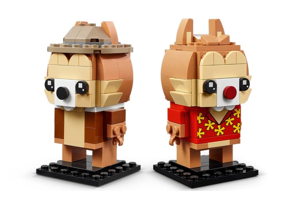 LEGO Chip and Dale BrickHeadz detailed outfits showcase authentic Disney design.