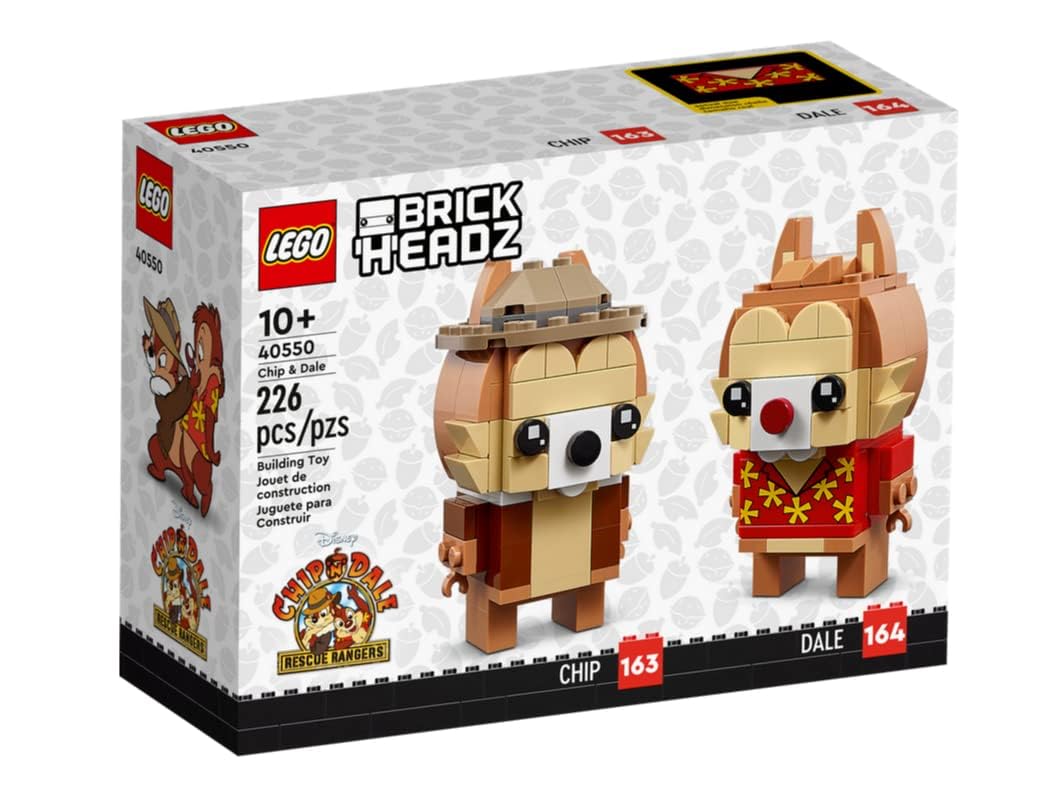 LEGO Chip and Dale BrickHeadz front view highlights iconic character styling.