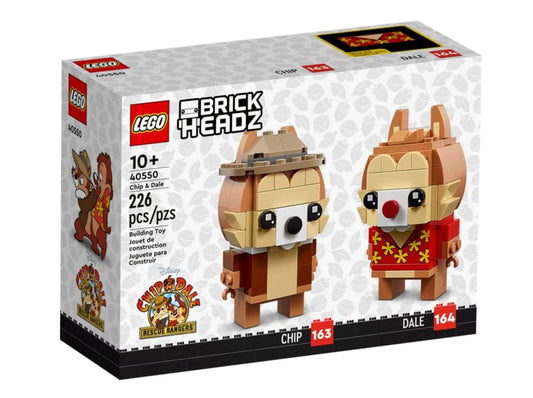 LEGO Chip and Dale BrickHeadz front view highlights iconic character styling.