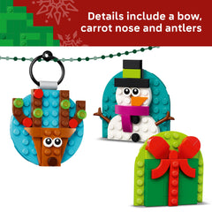 LEGO Christmas Ornament Selection display on tree for an eye-catching holiday focal point