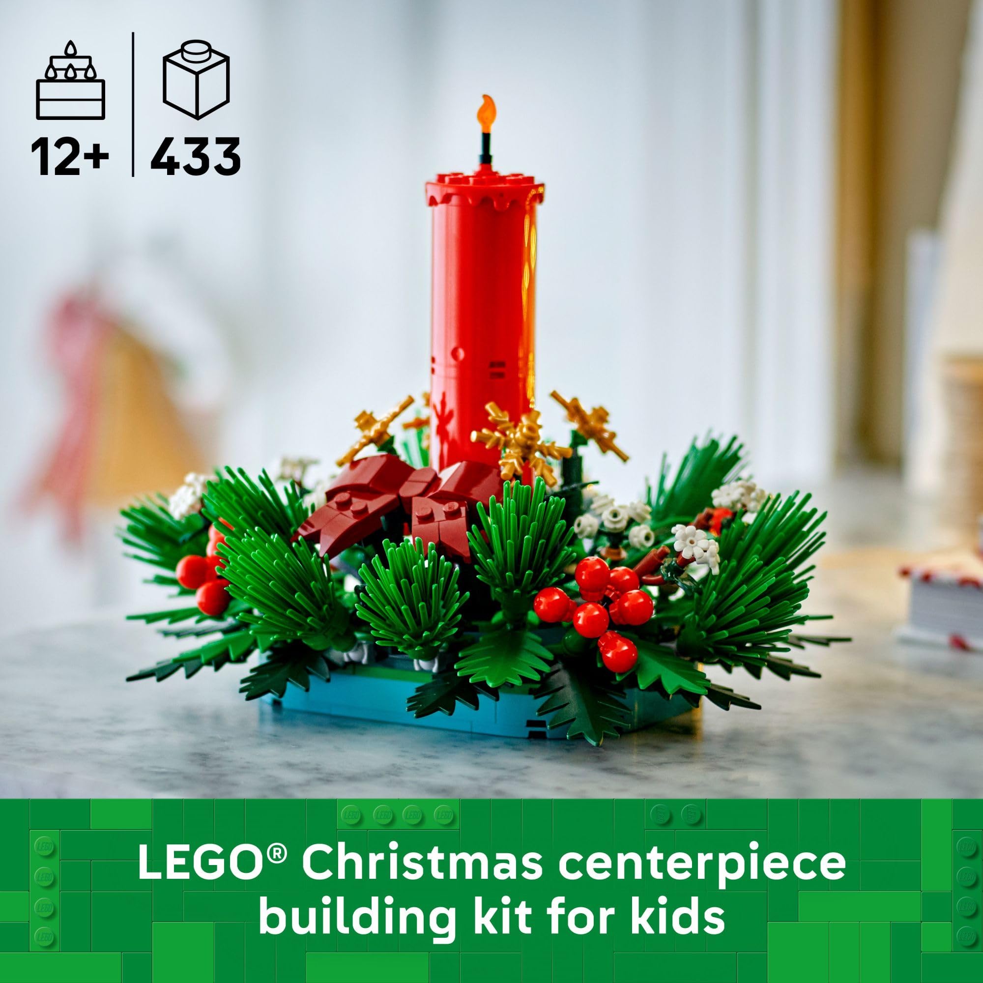 LEGO Christmas Table Decoration red berries detail for vibrant holiday accent