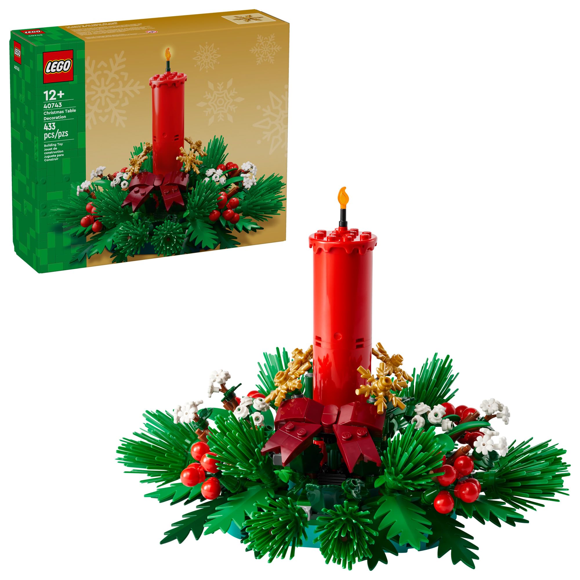 LEGO Christmas Table Decoration candle close-up for an elegant centerpiece idea