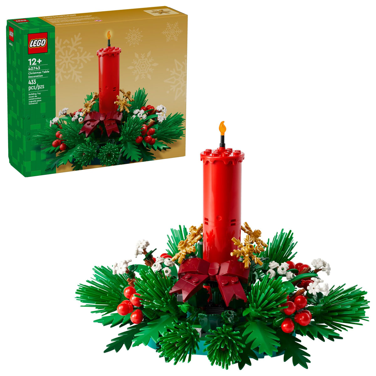 LEGO Christmas Table Decoration candle close-up for an elegant centerpiece idea