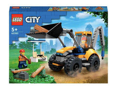 LEGO City 60385 Excavator side view highlights attachable tools.