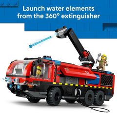 LEGO City Airport Fire Truck cockpit fits four minifigures for teamwork play.