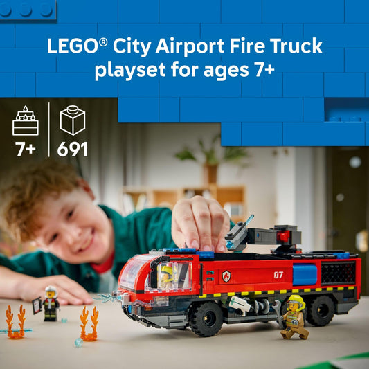 LEGO City Airport Fire Truck side equipment bays reveal accessible gear during play.