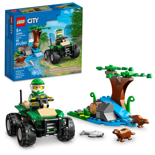 LEGO City ATV and Otter Habitat front view highlights off-road play and wildlife excitement.