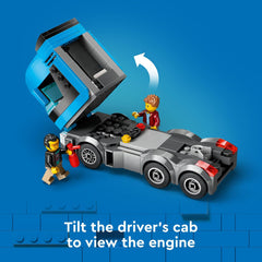 Modern electric car on lower deck for contemporary play