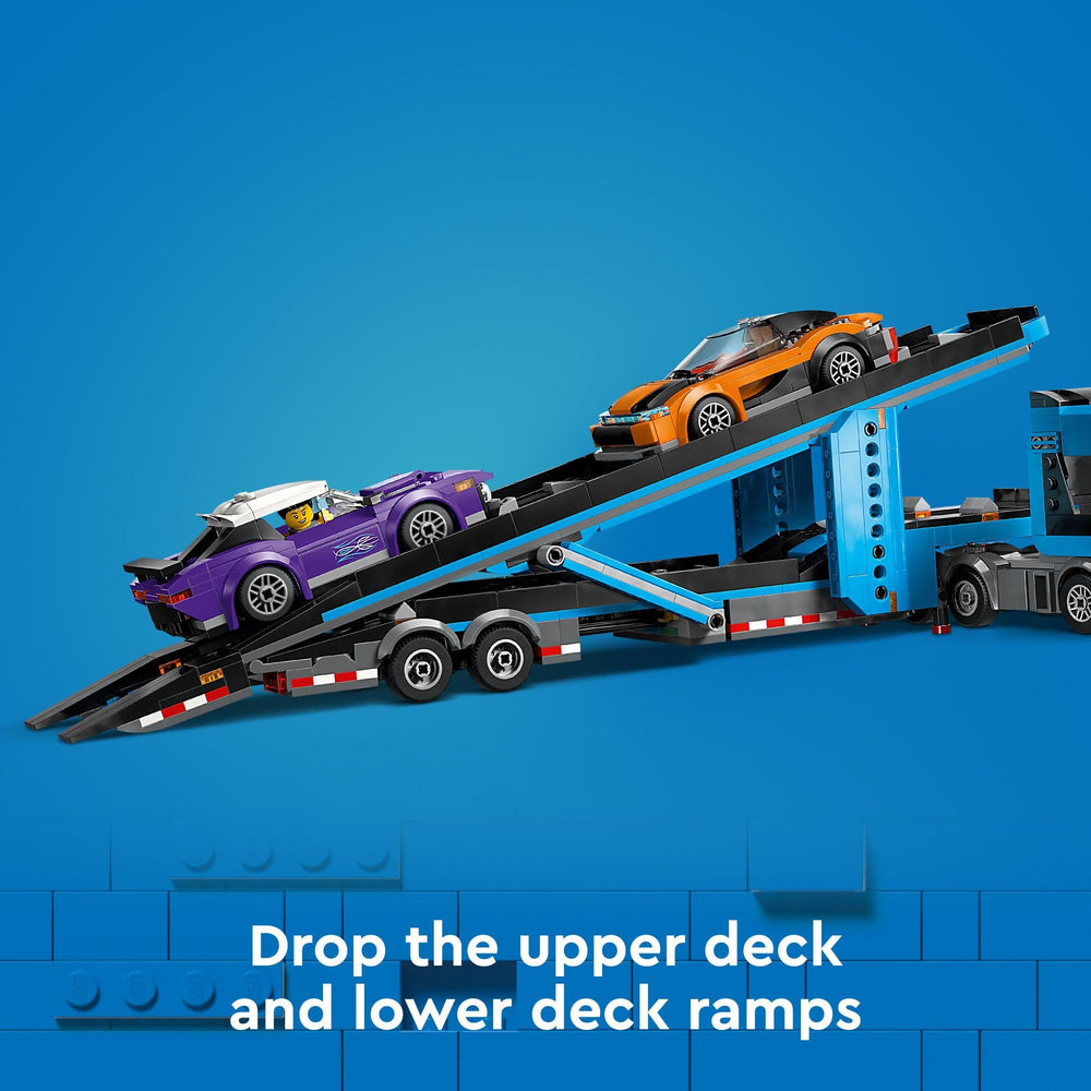 ’50s tail dragger car on the trailer for retro style play