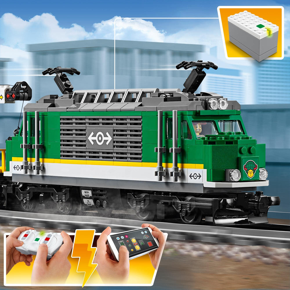 LEGO City Cargo Train minifigures set with workers, security, and crook.