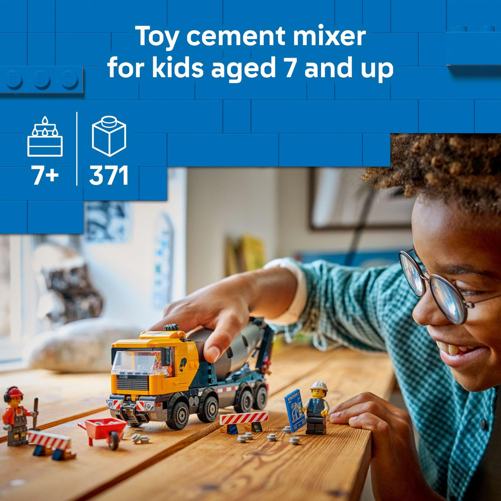 LEGO City Cement Mixer Truck tilting cab enables engine access during play