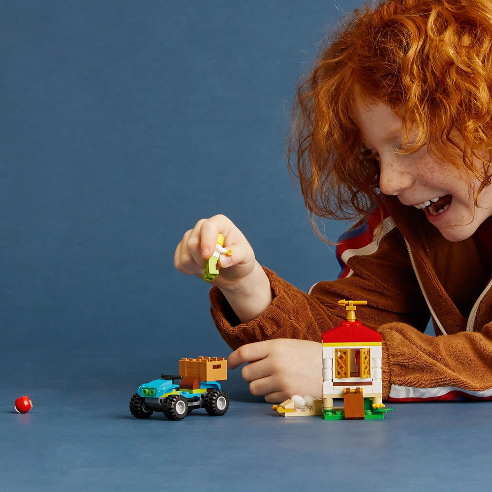 LEGO City Henhouse egg tray in action for easy collection.