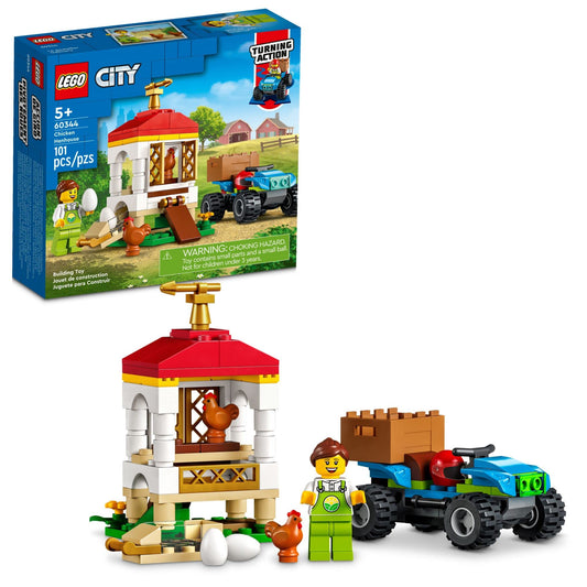 LEGO City Chicken Henhouse 60344, front view for imaginative farm play.
