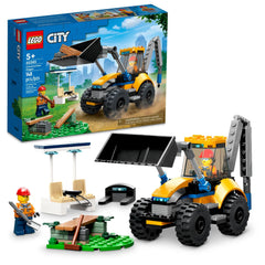 LEGO City Construction Digger front view highlights realistic details for imaginative play