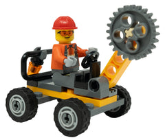 LEGO City construction worker minifig with buzzsaw vehicle for imaginative play