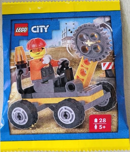 LEGO City construction worker minifig detail highlighting authentic LEGO styling