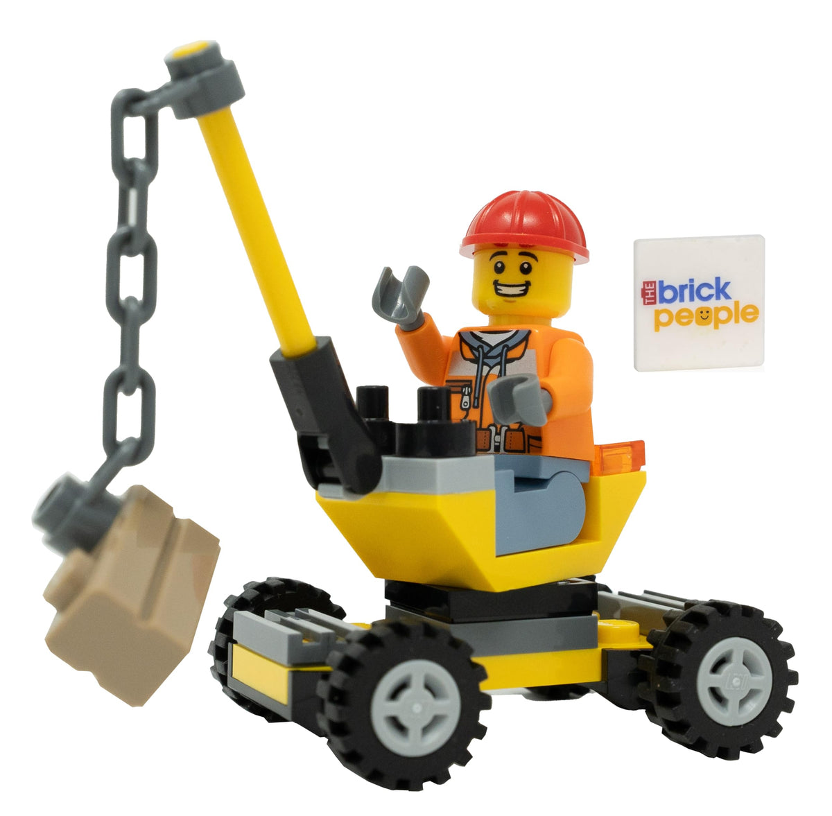 LEGO City construction worker minifigure front view supports imaginative play scenarios.