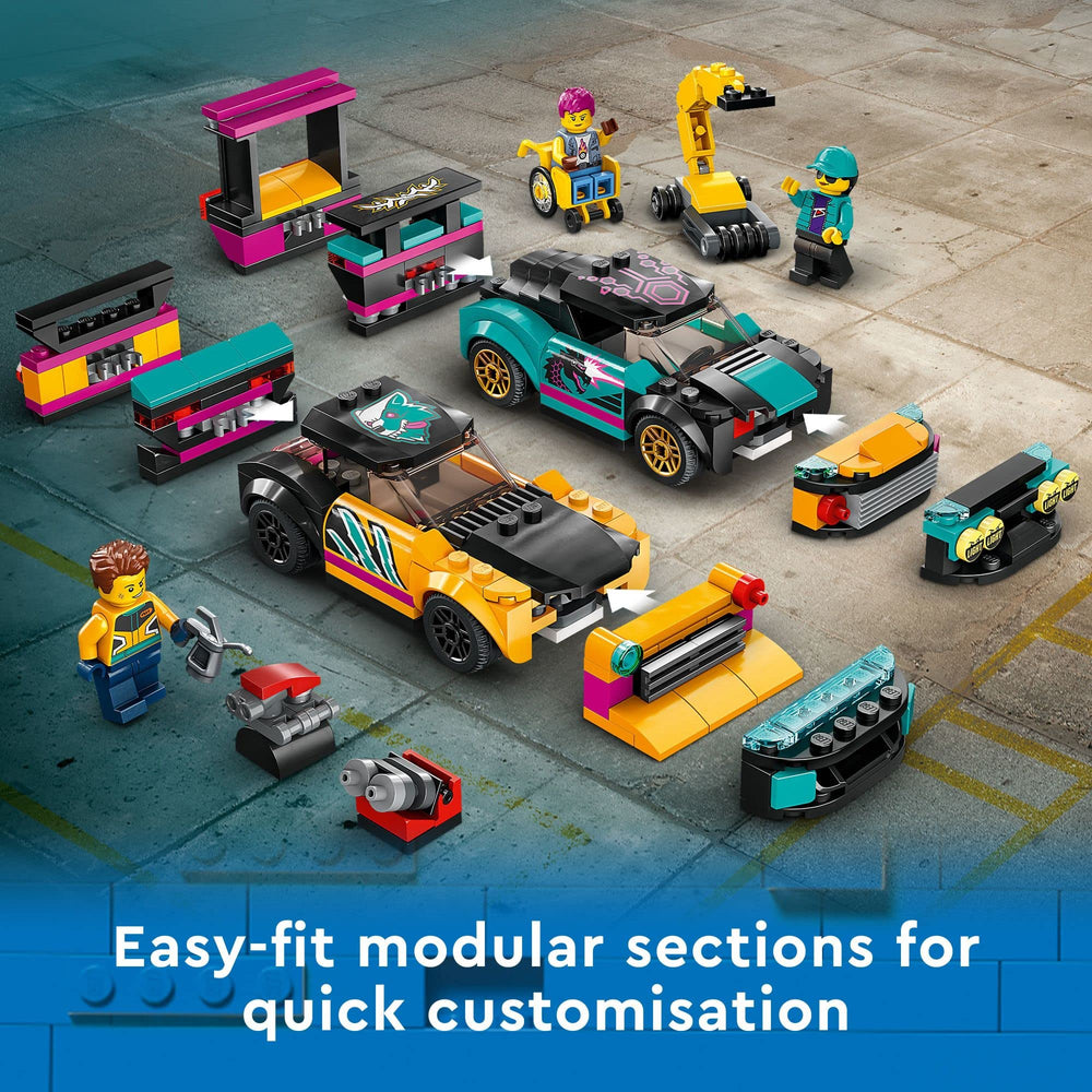 LEGO City Custom Car Garage 60389 headlights, bumpers and spoilers options