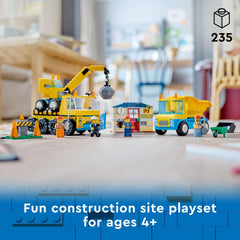 LEGO City dump truck image showcases sturdy vehicle for realistic role play and cargo scooping.