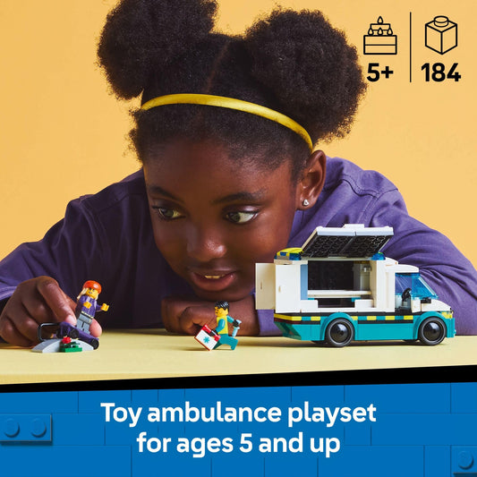 LEGO City Emergency Ambulance folded side panels enable easy access to gear