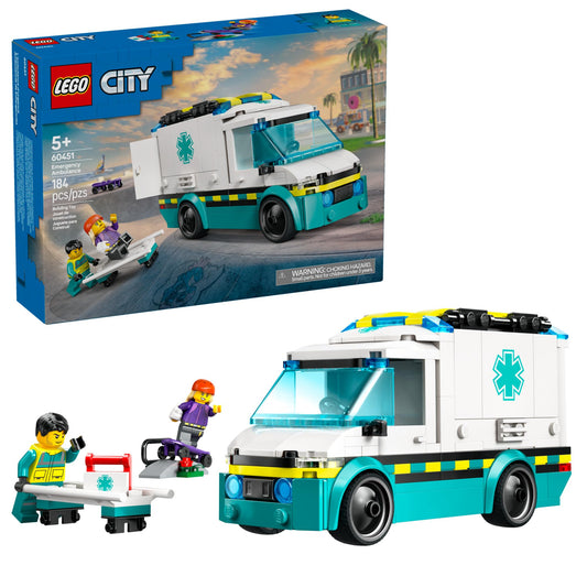 LEGO City Emergency Ambulance front view for imaginative rescue play