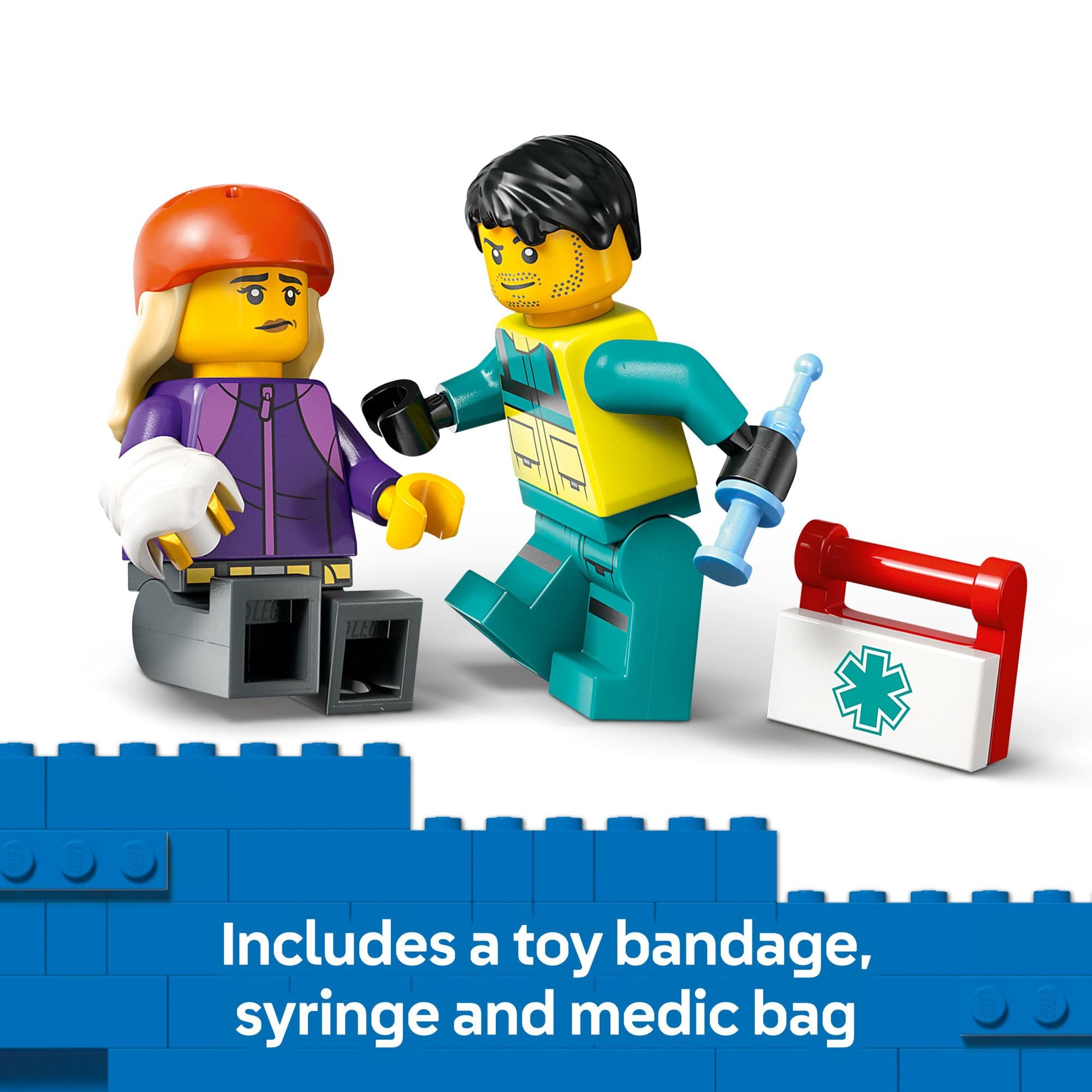 LEGO City Emergency Ambulance onboard stretcher and medical kit for pretend care