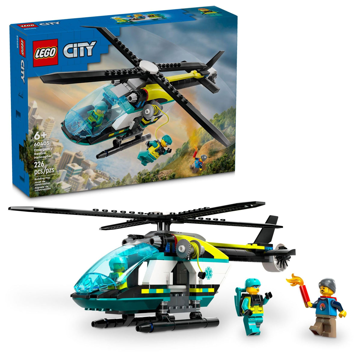 LEGO City Emergency Rescue Helicopter cockpit view fuels imaginative rescues