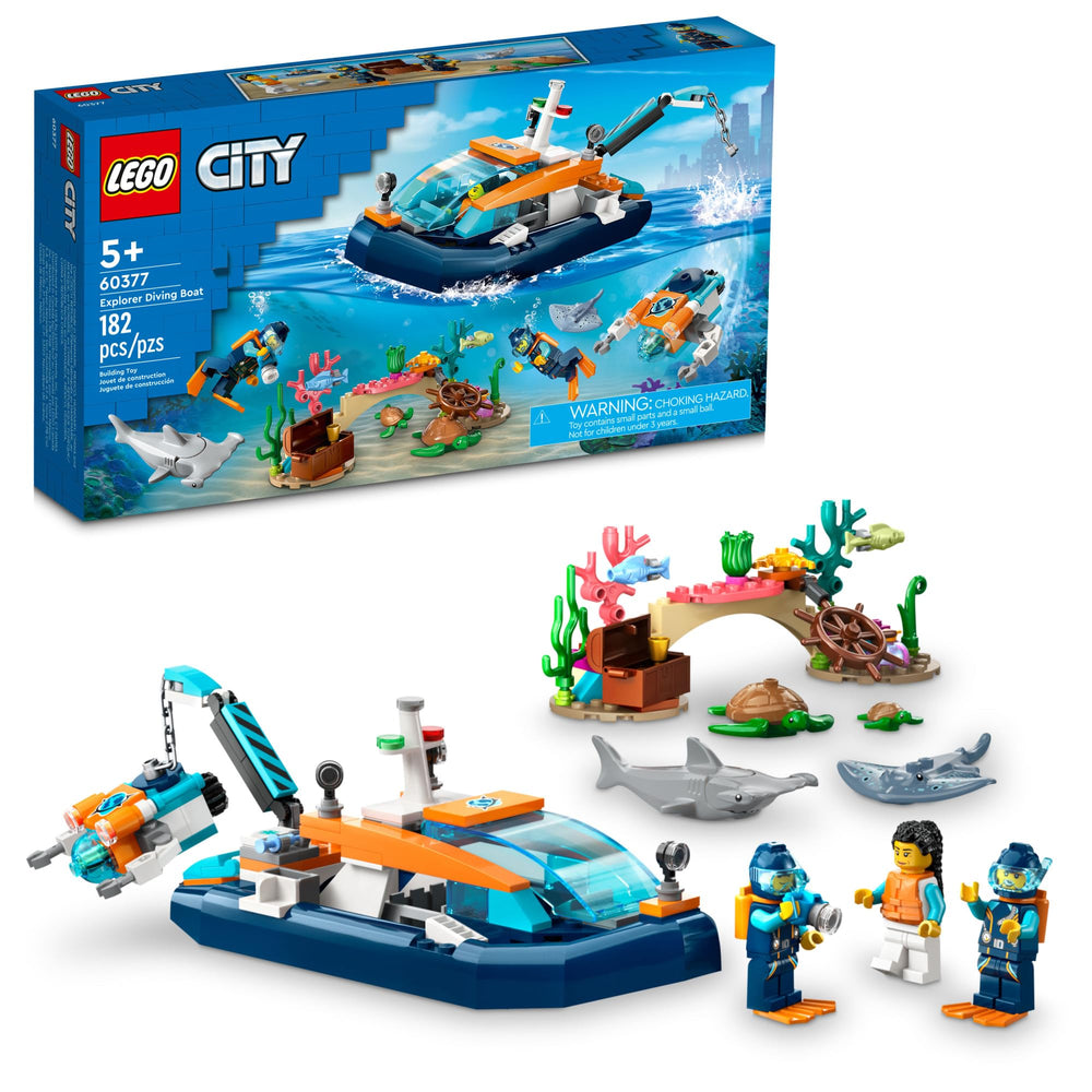 LEGO City Explorer Diving Boat with coral reef scene for adventurous play