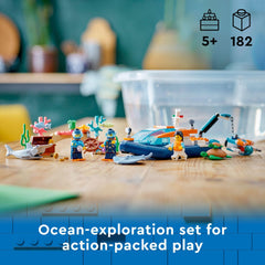 LEGO City Explorer Diving Boat crane in action for authentic building play