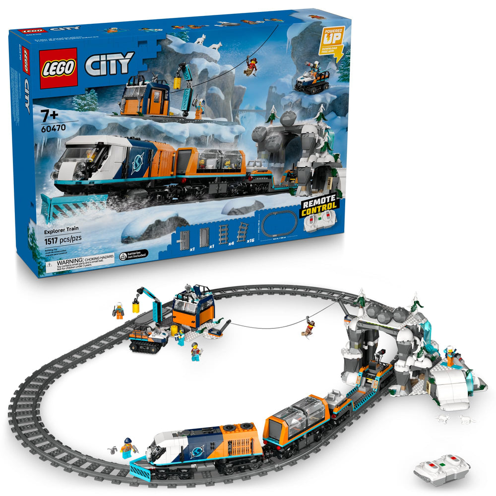 LEGO City Explorers Arctic Polar Express motorized locomotive for exciting winter adventures