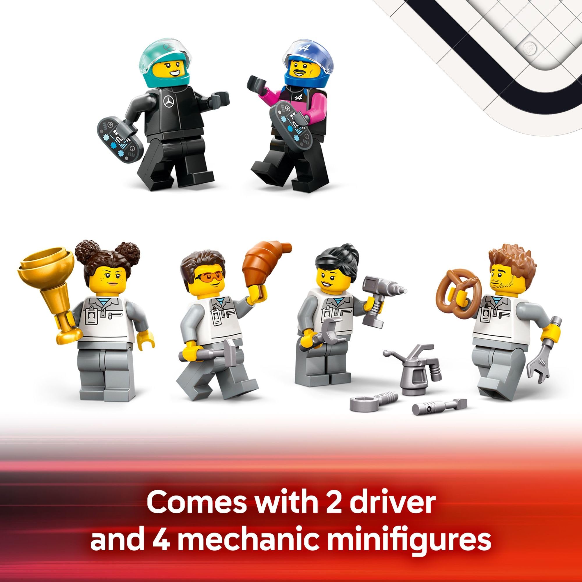 LEGO City F1 trophy display captures race-winning moments