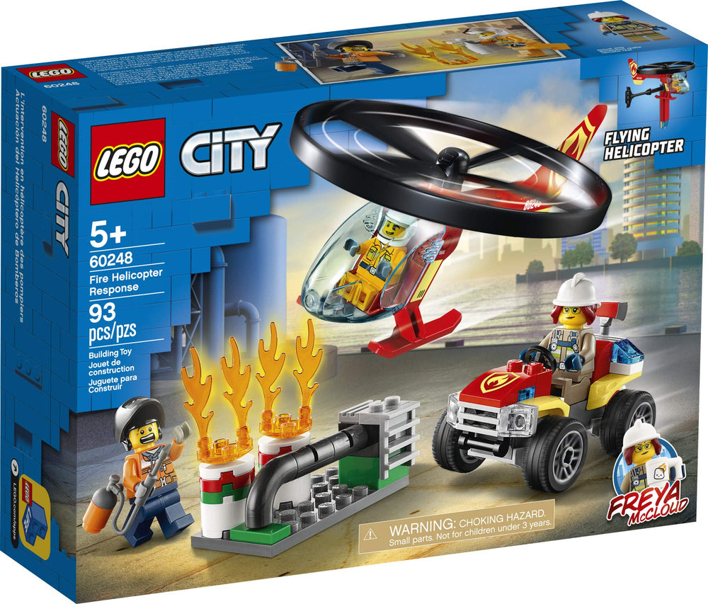 LEGO City Fire Helicopter Response 60248 burning pipe element adds realistic scene-building