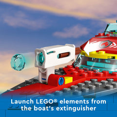 LEGO City Fire Rescue Boat 60373 floats on water for seamless aquatic adventures