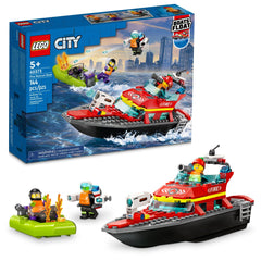 LEGO City Fire Rescue Boat 60373 speedboat on water boosts imaginative play and action