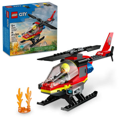 LEGO City Fire Rescue Helicopter 60411 viewed from the front for imaginative rescue play