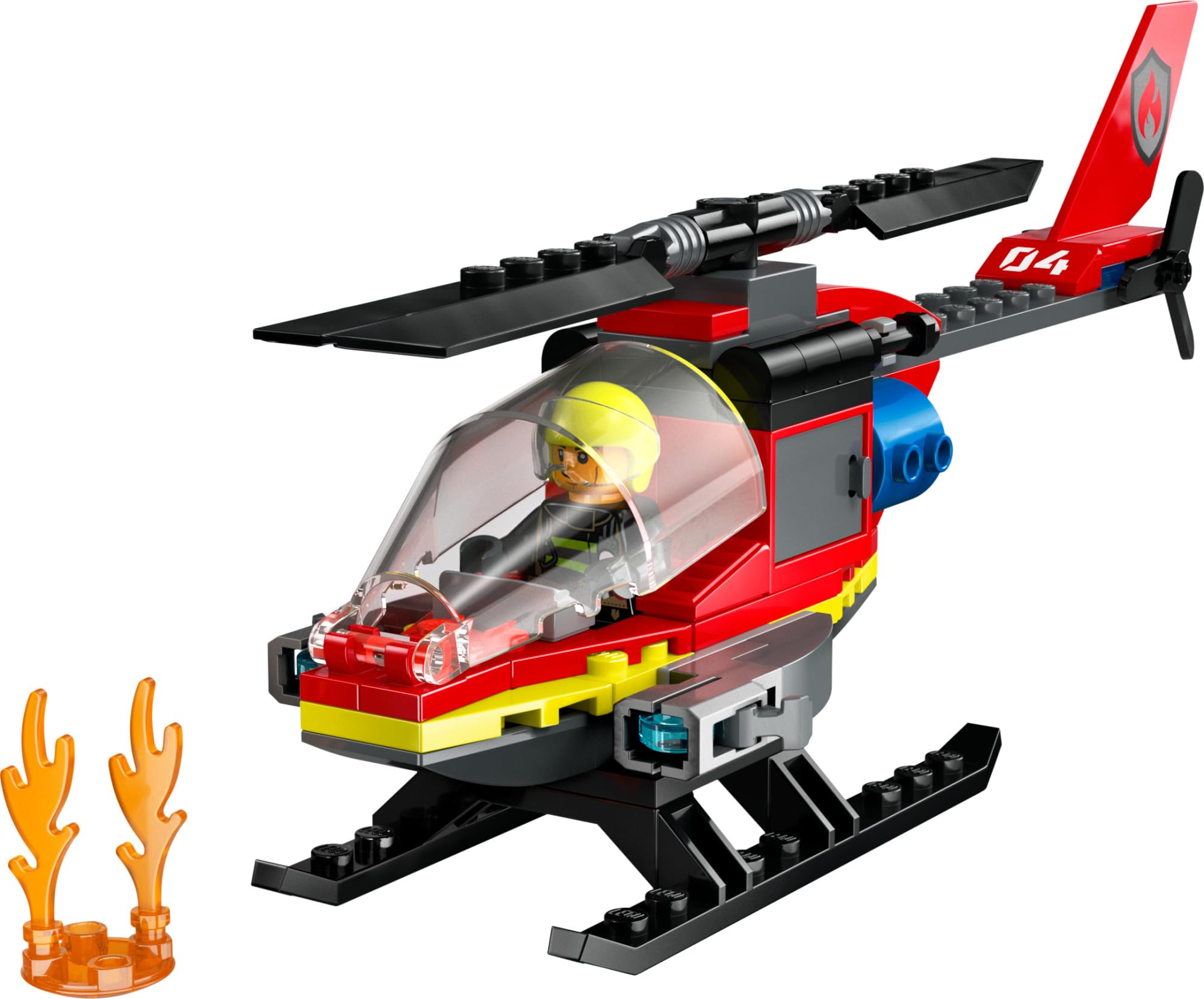 LEGO City Fire Rescue Helicopter water launchers in action-ready position