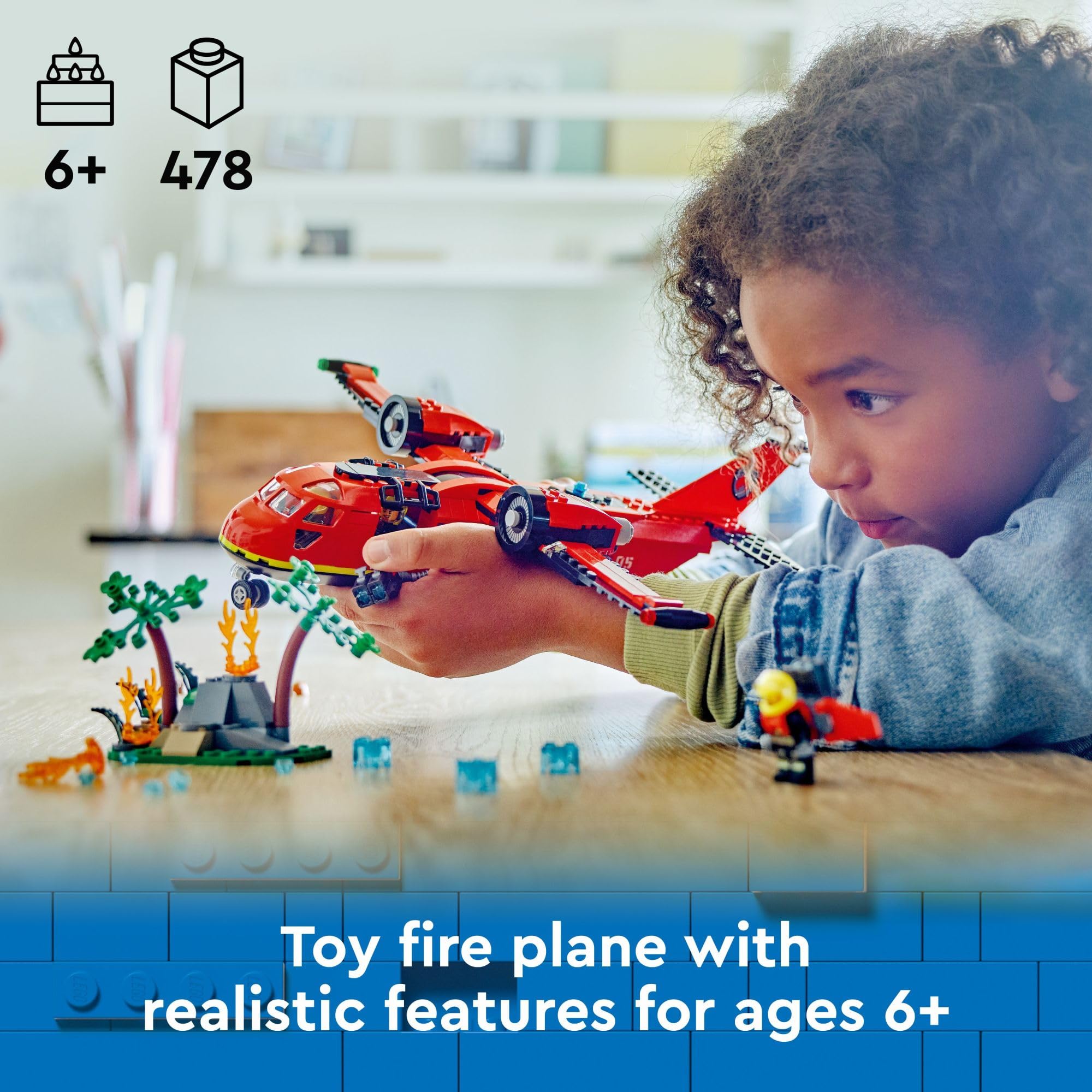 LEGO City Fire Rescue Plane water drop function enables interactive rescue simulations