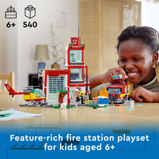 Interior multi-level layout of LEGO City Fire Station 60320 for immersive storytelling