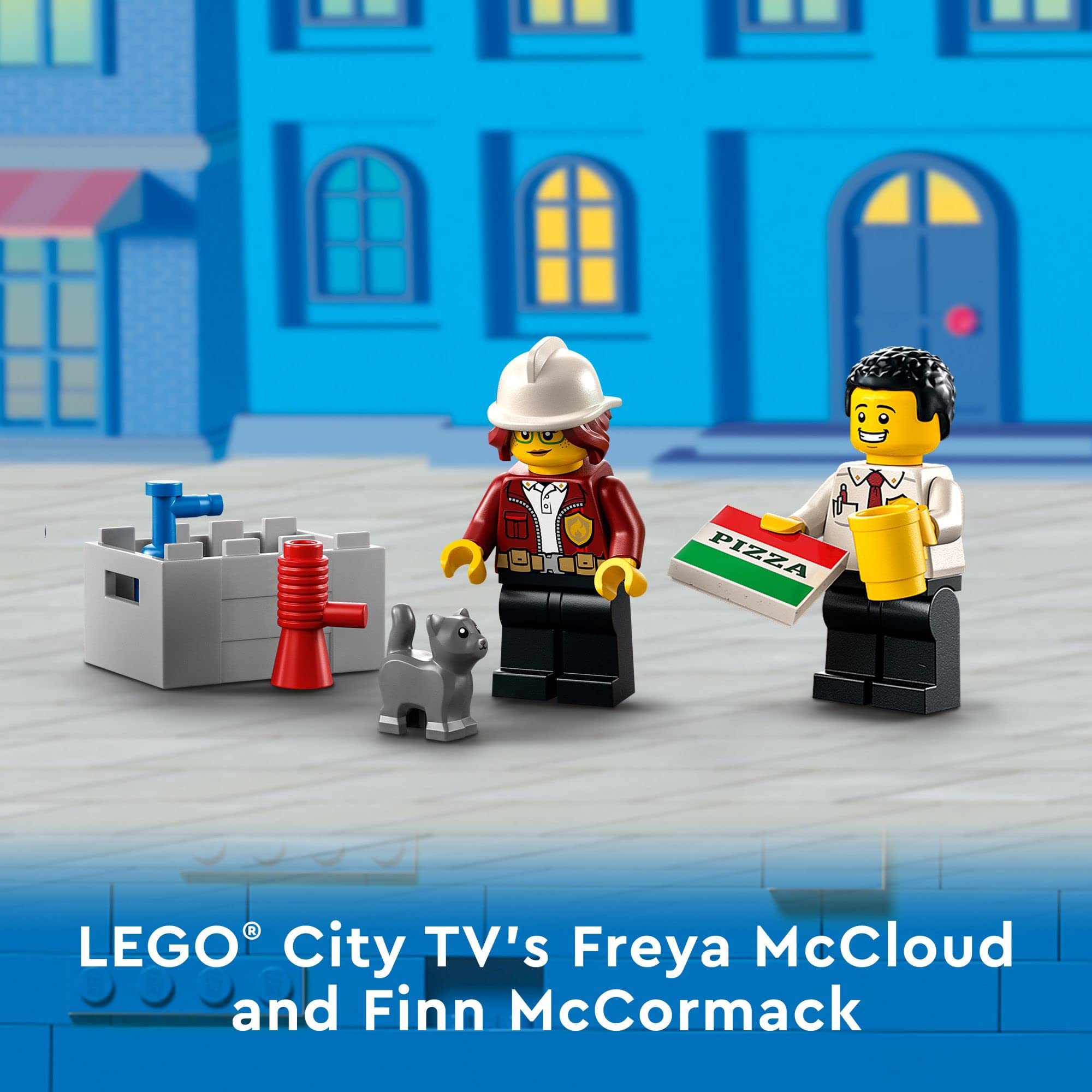 Fire engine with water darts from LEGO City Fire Station 60320 in play
