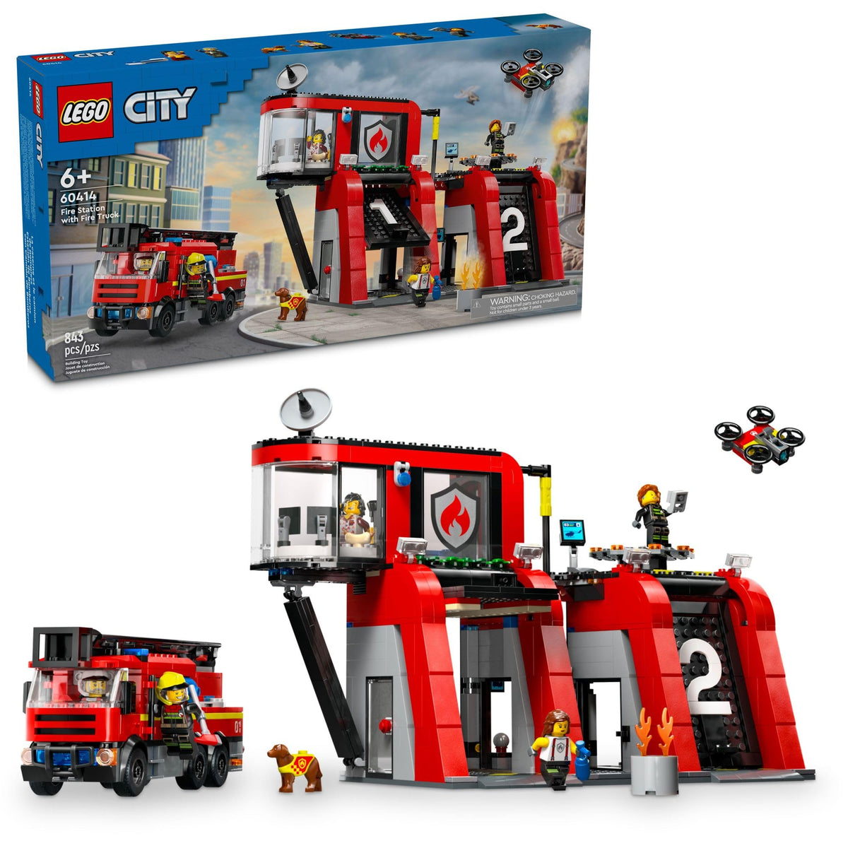 LEGO City Fire Station overview with firefighter minifigures for imaginative play