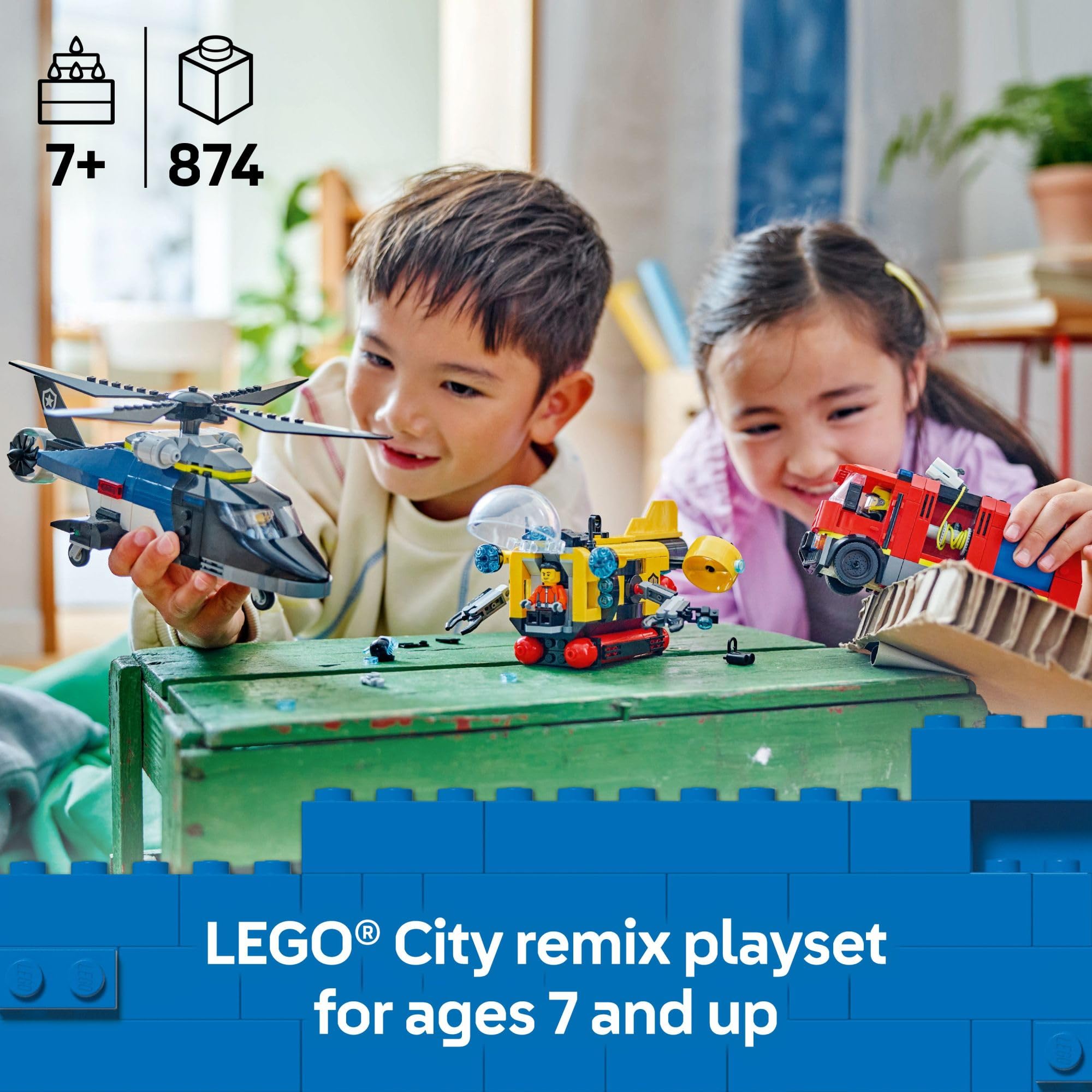 LEGO City fire truck with extendable hose ready for rescues
