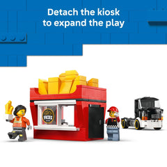 LEGO City Fries Food Truck hood open reveals the toy engine details