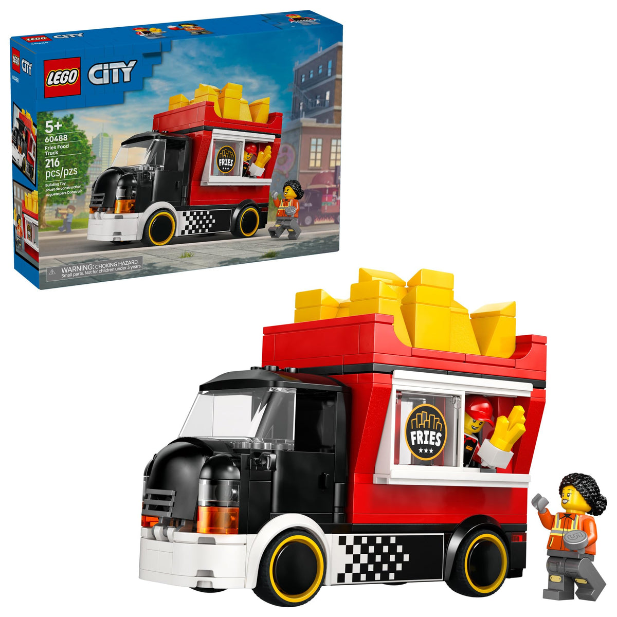 LEGO City Fries Food Truck side view showing a colorful prep area for imaginative play