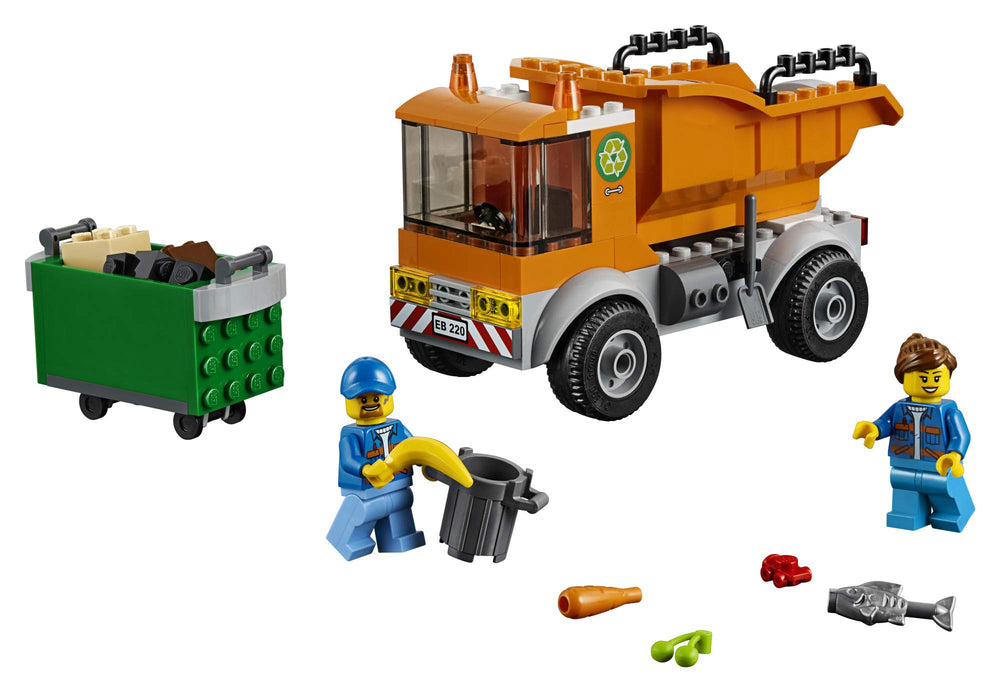 LEGO City Garbage Truck tilting container enables realistic waste-collection play.