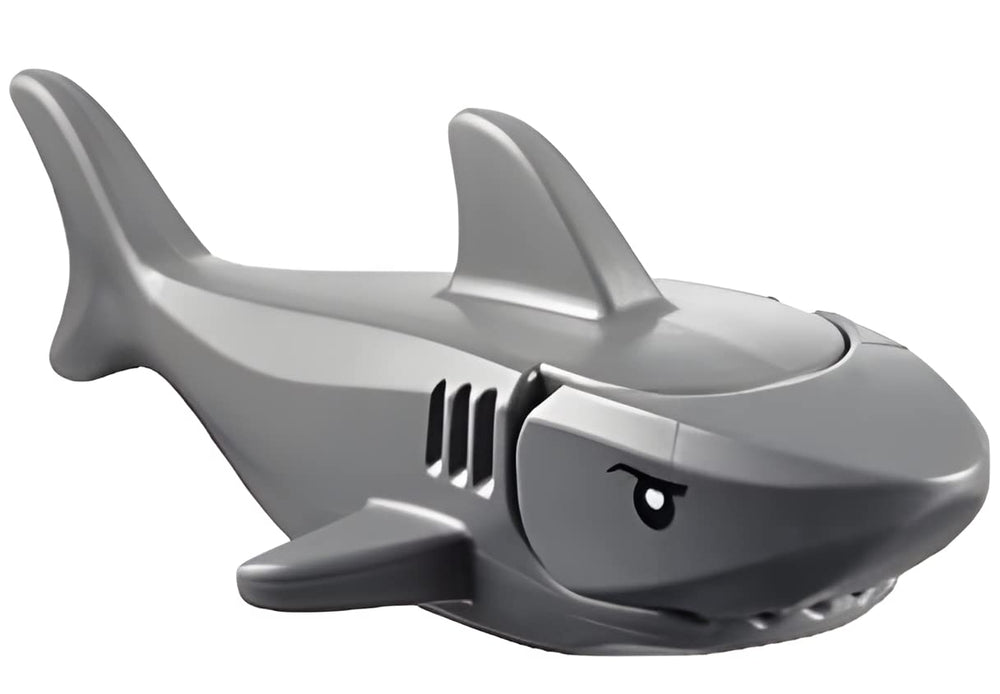 LEGO City Great White Shark figure front view with rounded nose for display and play.