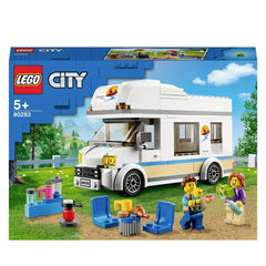 LEGO City Holiday Camper Van with open side panel for interactive play and interior access.