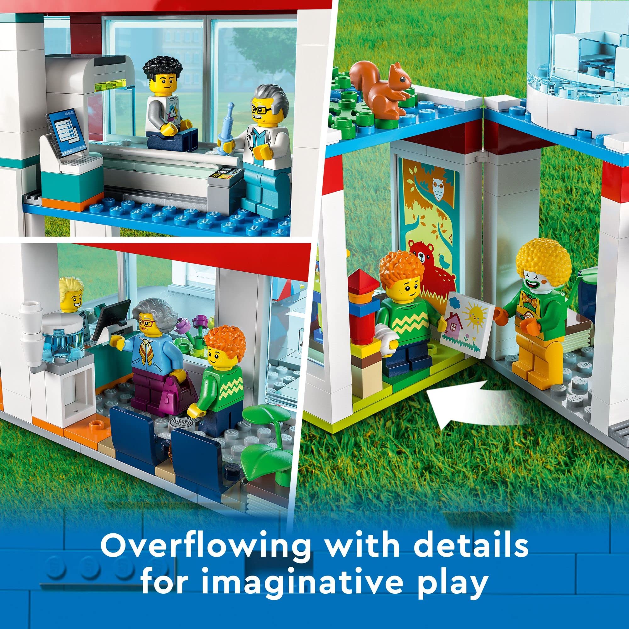 LEGO City Hospital ambulance truck supports quick-response role play.